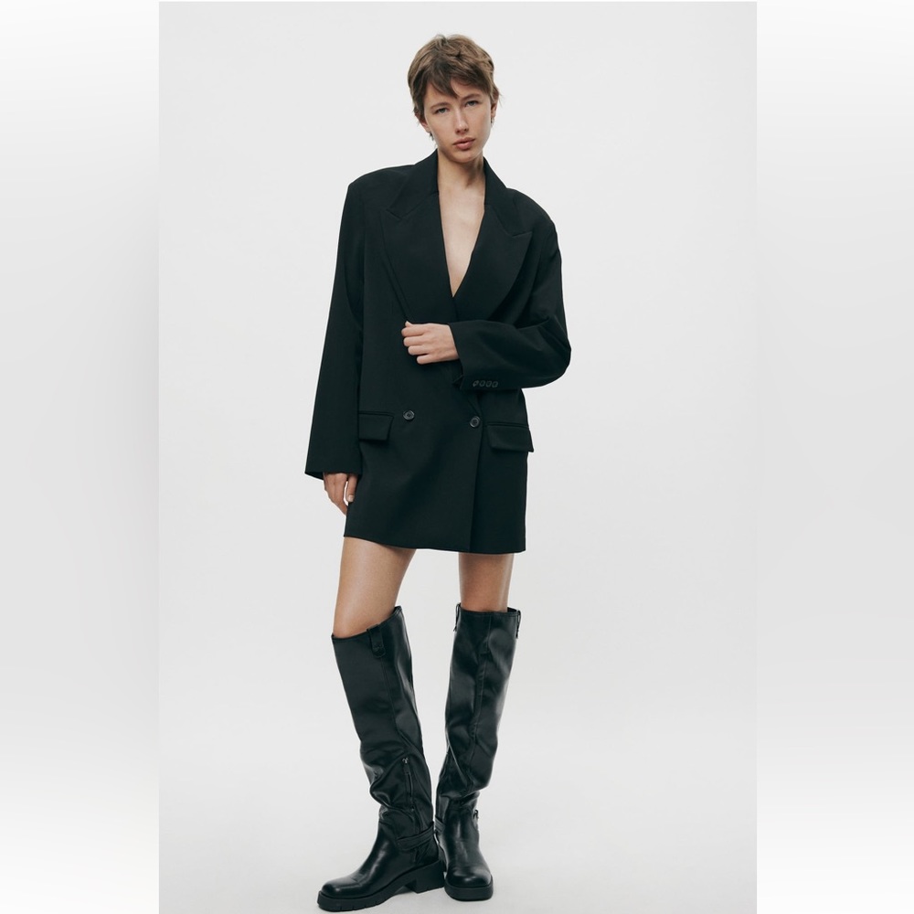 Zara  Black LONG OVERSIZED JACKET ZW COLLECTION. Size XS-S